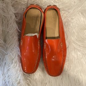 Cole Haan orange patent leather driving shoes size 8 GC